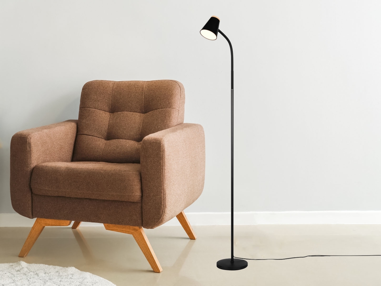 LED Stehlampe PONGO Schwarz flexibel biegsam, Höhe 145cm Bild 1