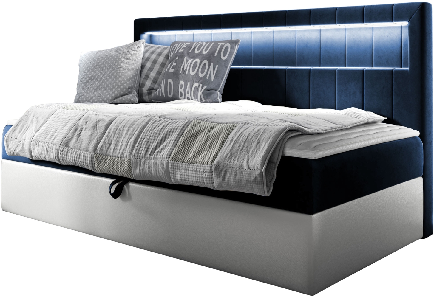 Boxspringbett 'Gladino Junior 2' blau 80 x 200 cm Bild 1