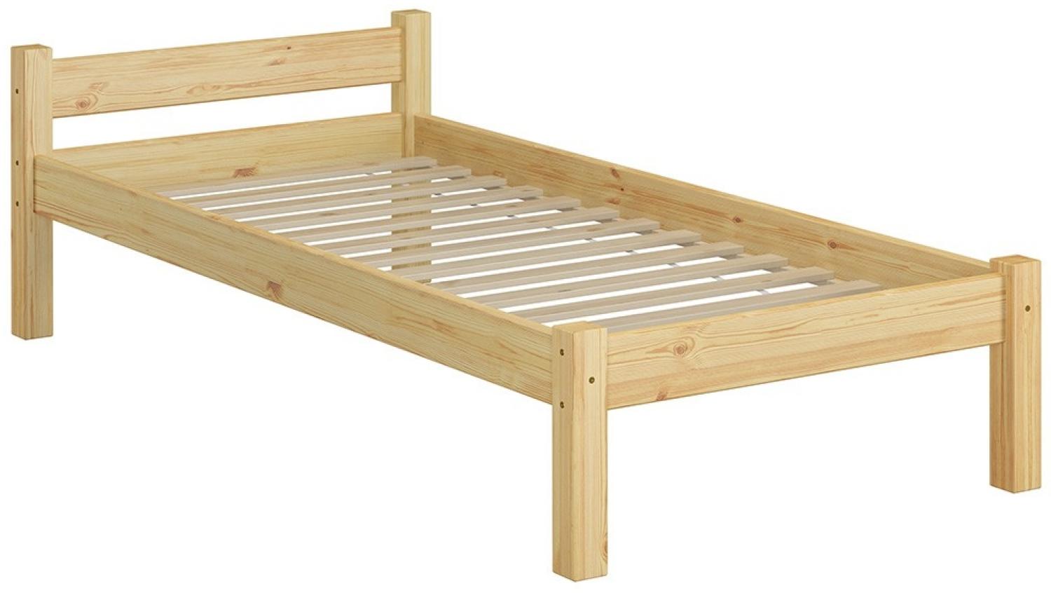 Einzelbett Kiefer natur Massivholzbett 90x200 Futonbett Bettrahmen Rollrost Singlebett 60.36-09 Bild 1