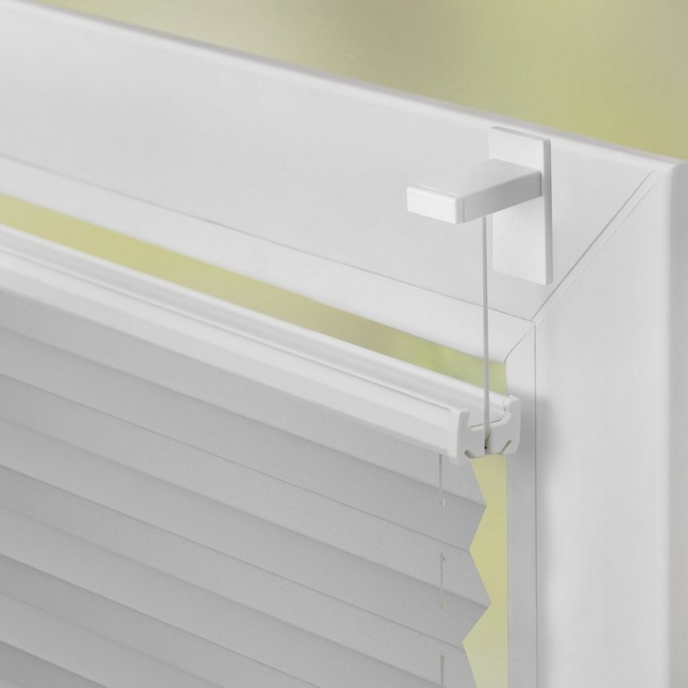 LICHTBLICK ORIGINAL Plissee nach Maß Klebfix, ohne Bohren, verspannt, blickdicht, Hitzeschutz - Grau, blickdicht, inkl. Klebeträger, Klebbar, kleben Bild 1