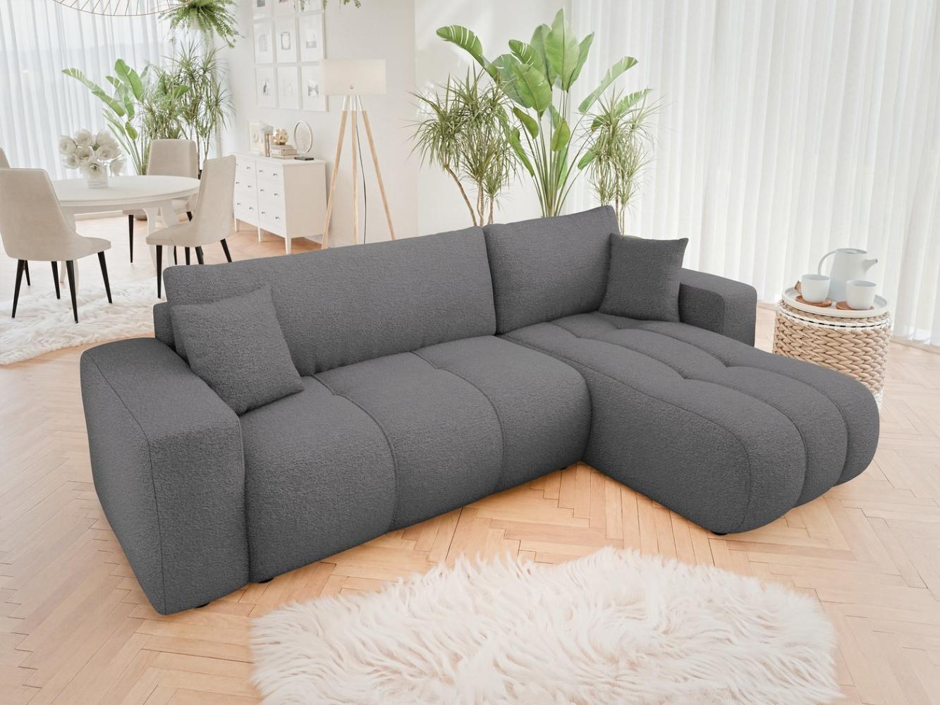 Mirjan24 'Furyn' Ecksofa mit Bettkasten und Schlaffunktion, L-Form, dunkelgrau, 244 x 145 x 82 cm Bild 1