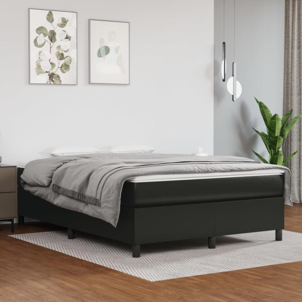 Boxspringbett mit Matratze, ohne Kopfteil, Schwarz 140 x 200 x 35 cm Kunstleder Bild 1