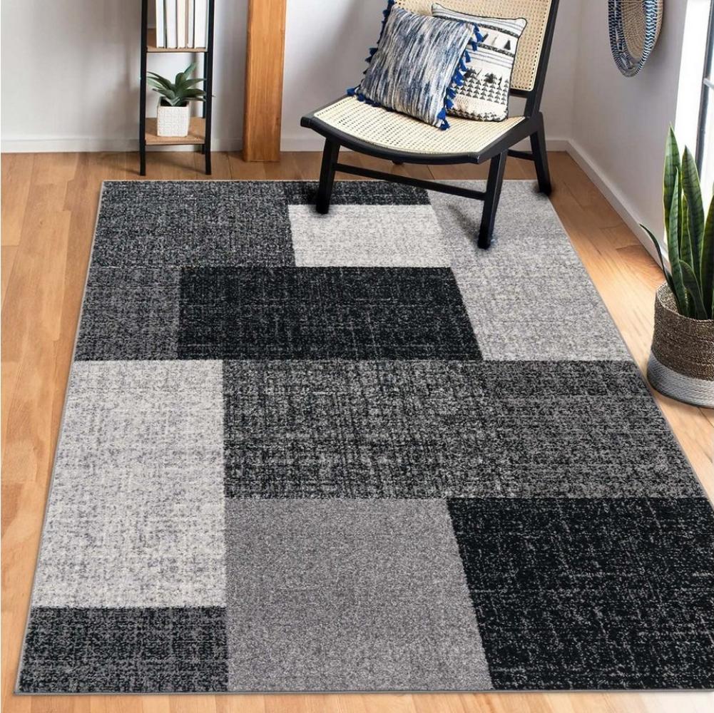 TaraCarpet Teppich TaraCarpet Terra Design 105 Quadrate, rechteckig, Höhe: 13 mm, natürliche Farben karo anth. Wohnzimmer Schlafzimmer Esszimmer 120X160 Bild 1