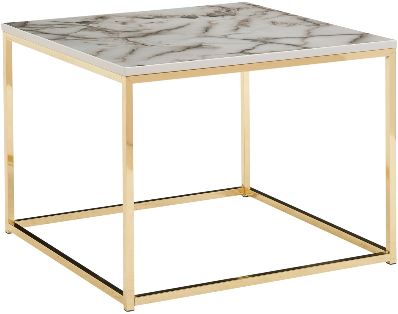 Couchtisch 60x60x45 cm mit Marmor Optik Weiß / Gold, Wohnzimmertisch mit Meta... Bild 1