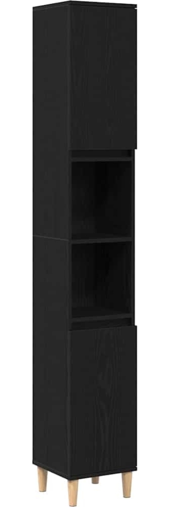 vidaXL Badezimmerschrank mit Tür Schwarz Eichen-Optik 30 x 30 x 190 cm 862805 Bild 1