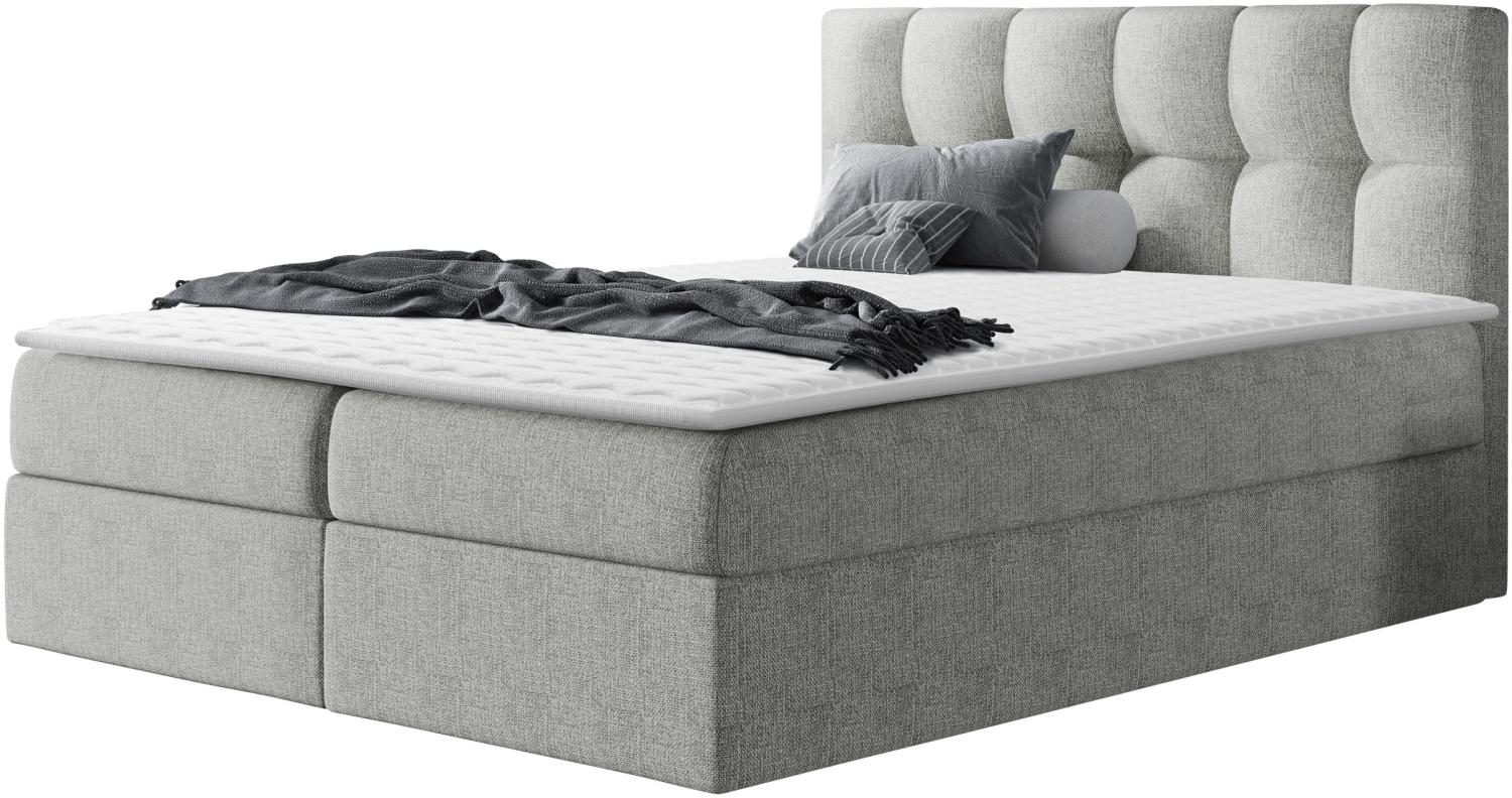 Boxspringbett Cleofas , Silber, 140 x 200 cm, Webstoff Bild 1