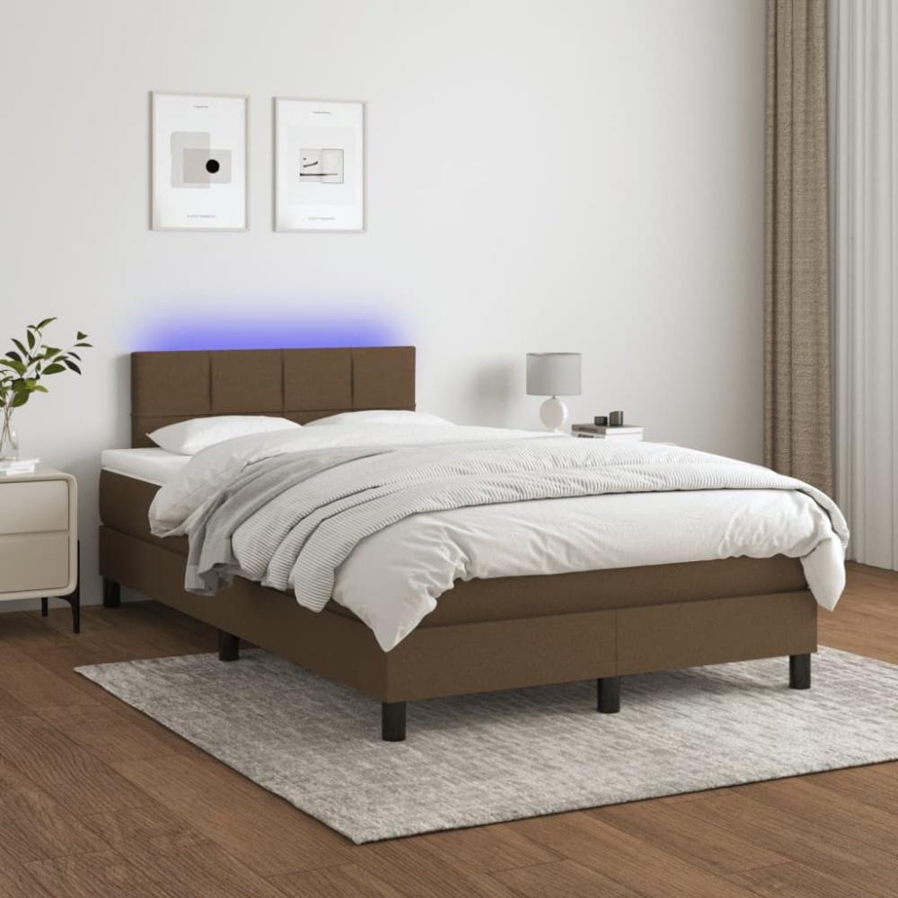 Boxspringbett mit Matratze & LED Stoff Dunkelbraun 120 x 200 cm, Härtegrad: H2 [3133144] Bild 1