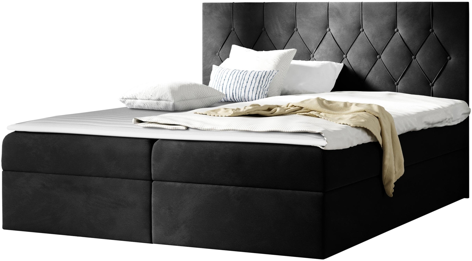 Boxspringbett Simori, Dunkelgrau, 140 x 200 cm Bild 1