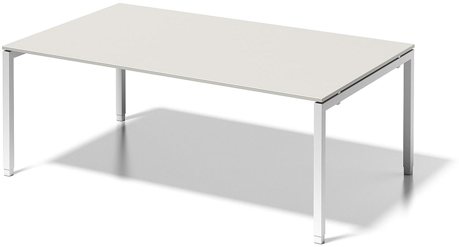 Cito Chefarbeitsplatz/Konferenztisch, 650-850 mm höheneinstellbares U-Gestell, H 19 x B 2000 x T 1200 mm, Dekor grauweiß, Gestell verkehrsweiß Bild 1