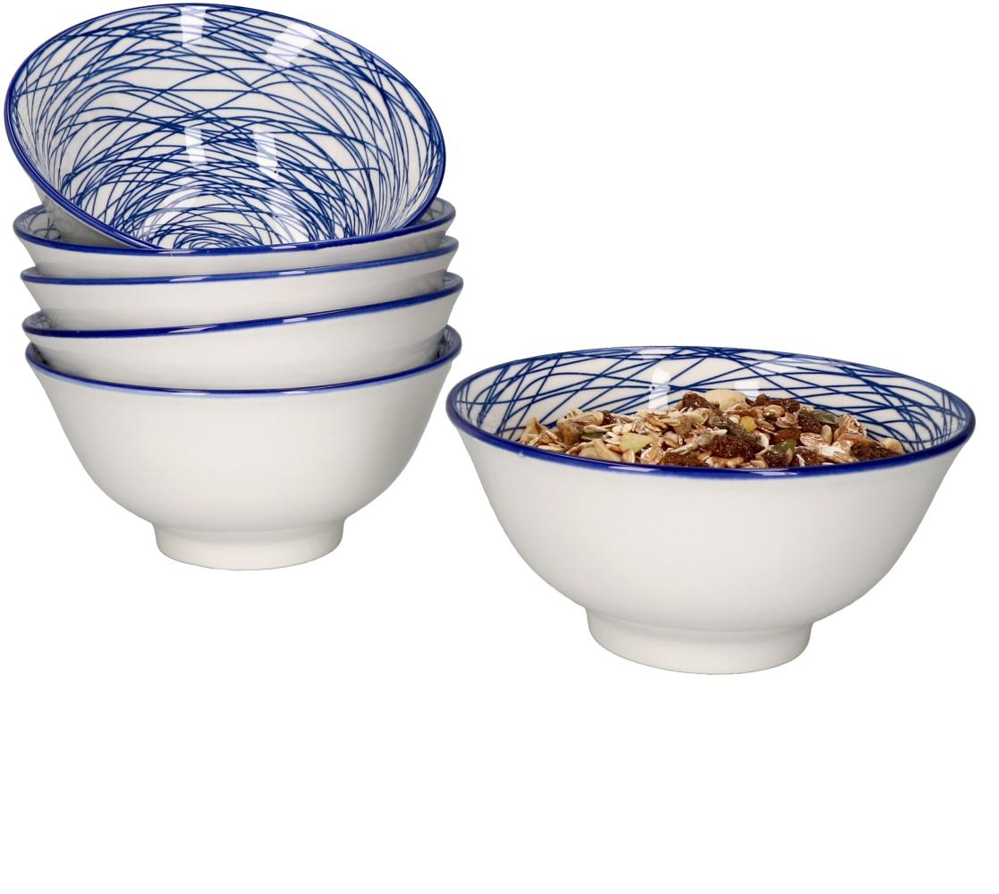 6er Set Rabisco Bowl-Schalen 500ml blau-weiß Müsli Salat Dessert Schüssel Bild 1