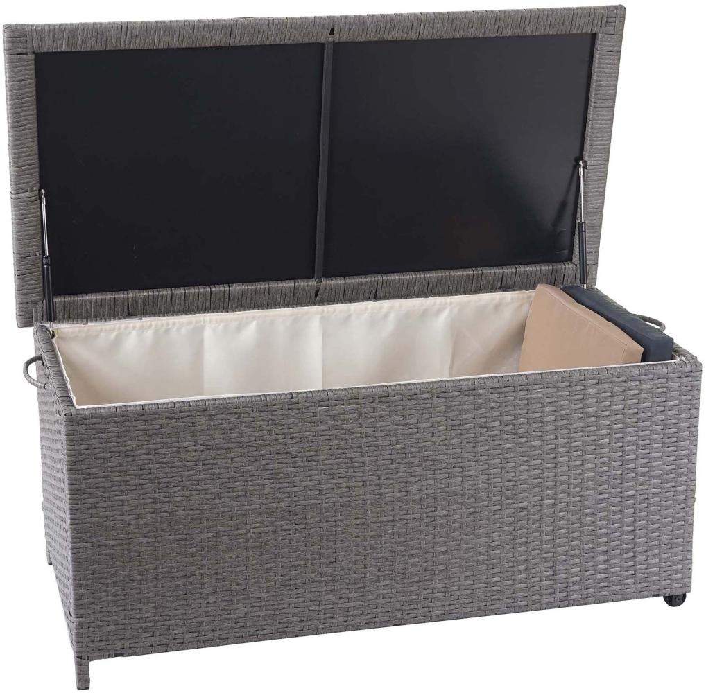 Poly-Rattan Kissenbox HWC-D88, Gartentruhe Auflagenbox Truhe ~ Premium grau, 51x115x59cm 250l Bild 1