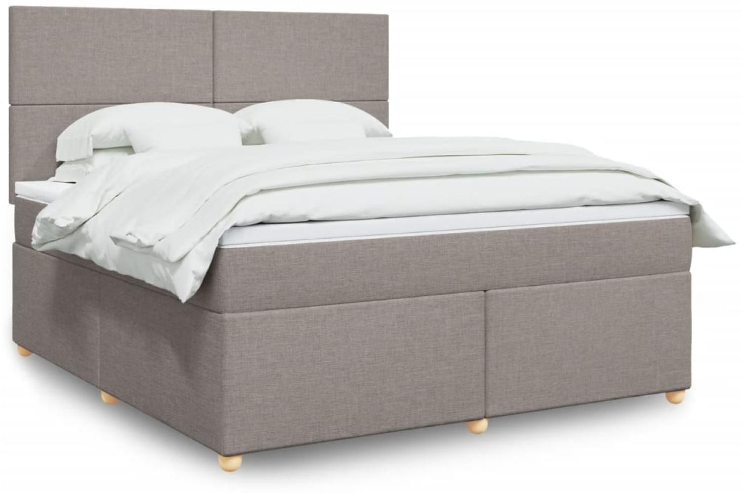 vidaXL Boxspringbett mit Matratze Taupe 180x200 cm Stoff 3291356 Bild 1