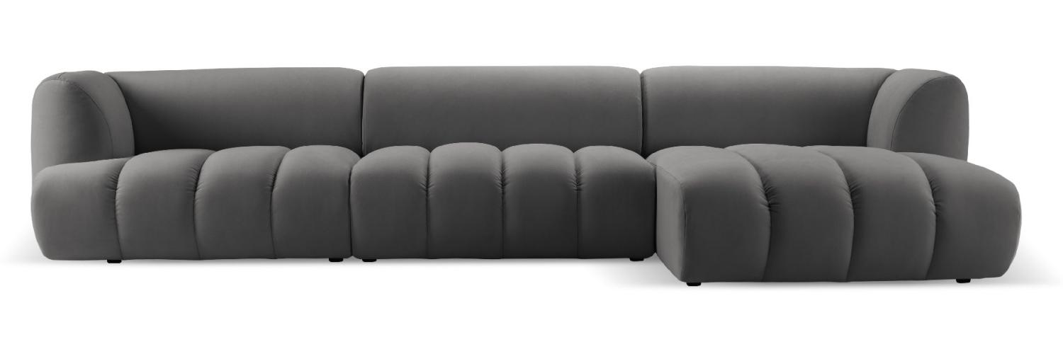 Micadoni Modulares Ecksofa Harry 5-Sitzer Rechts Samtstoff Zement Bild 1