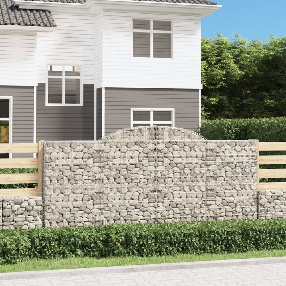 vidaXL Gabionen mit Hochbogen 3 Stk. 300x50x140/160cm Verzinktes Eisen 3146738 Bild 1