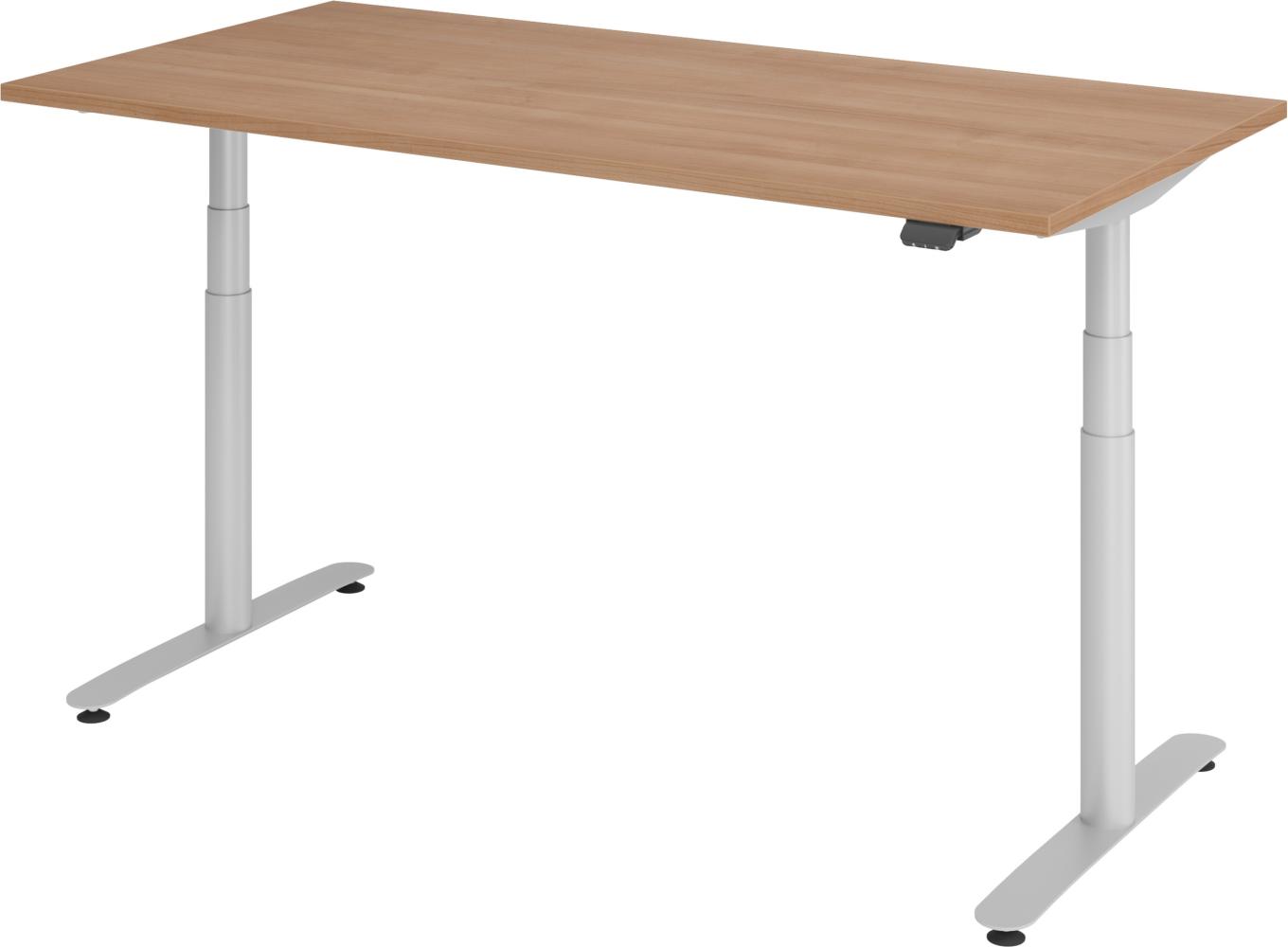 bümö® smarter Schreibtisch Serie-XDLR elektrisch höhenverstellbar mit App-Steuerung 160 x 80 cm in Nussbaum / Silber Bild 1