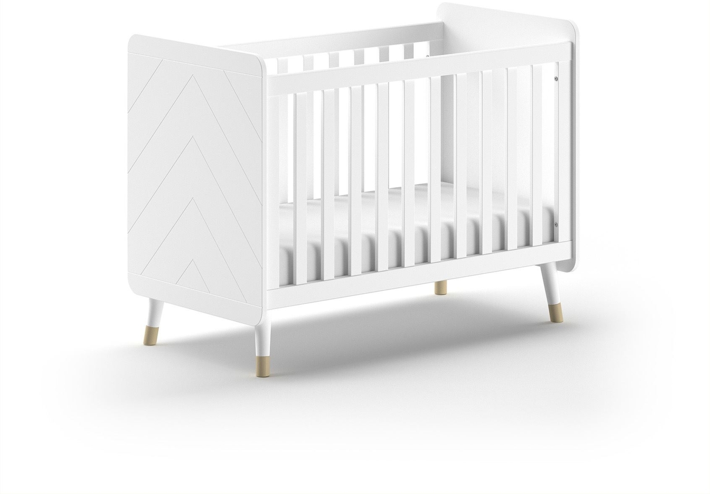 Babybett Kamillah 124x68x96 Gitterbett MDF Satin Weiß Bild 1