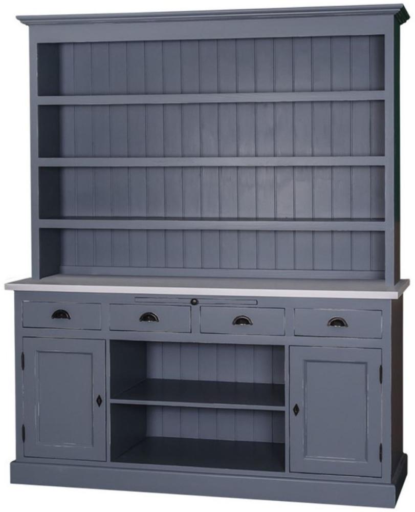 Casa Padrino Landhausstil Küchenschrank Antik Blau / Grau 178 x 50 x H. 210 cm - Landhausstil Küchenmöbel Bild 1