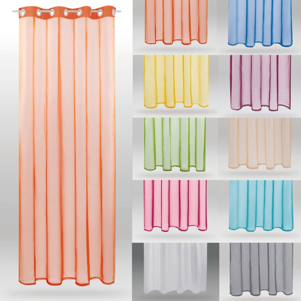 Gardine mit Ösen, Transparent Voile 140 x 175cm ( Breite x Länge ) in orange - möhre, Ösenschal in vielen weiteren Farben und Größen Bild 1