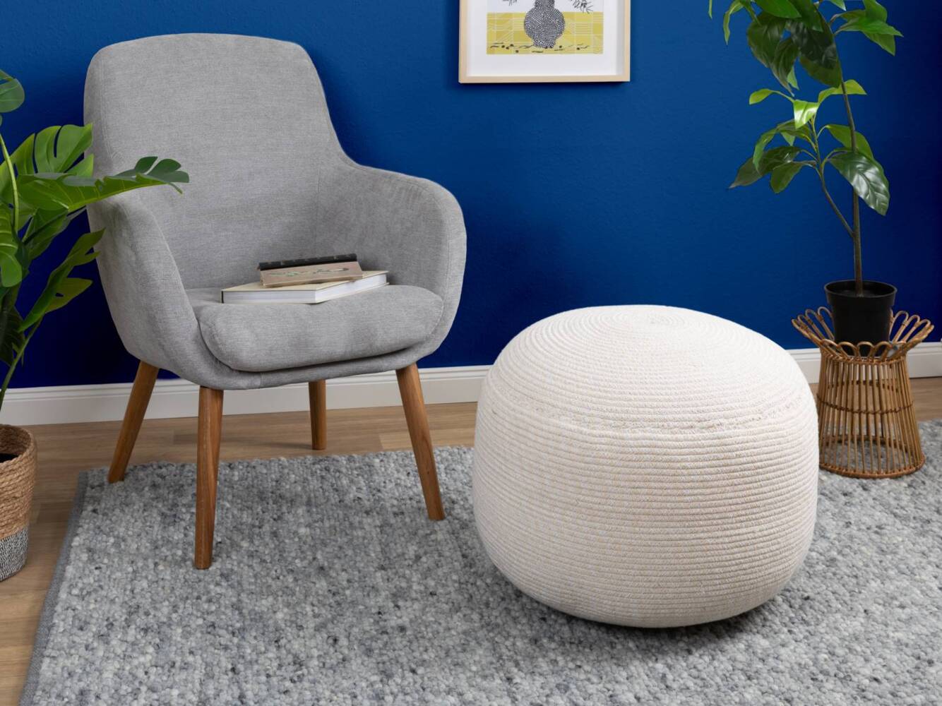 Sitzkissen Bali Pouf, Farbe: Creme, Größe: 55 x 55 x 45 cm Bild 1