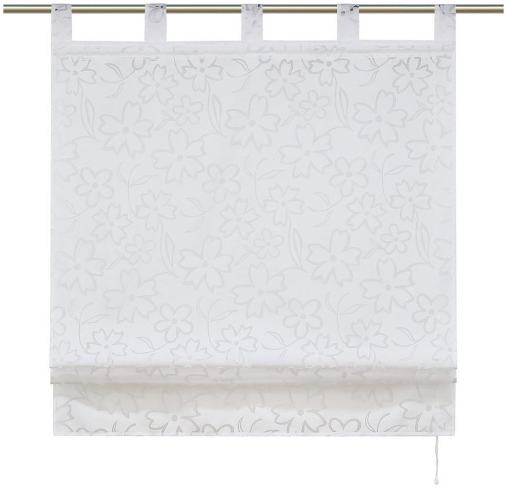 Delien Raffrollo Jessica, mit Schlaufen, Ausbrenner Blumen Voile Rollo Bild 1