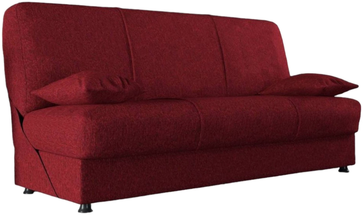 Dmora 3-Sitzer Schlafsofa Arachide, Sofa mit Stauraum und 2 Kissen inklusive, gepolstertes Stoffsofa mit Klick-Klack-Öffnung, 180 x 81 x 90 cm, Rot Bild 1