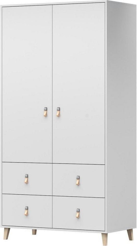 MOEBLO Drehtürenschrank FAGO 06 2D4S (Griffe aus Leder, weiß, Kleiderchrank Schrank Kinderschrank mit Schubladen) (BxHxT): 104x201,50x55 cm Bild 1