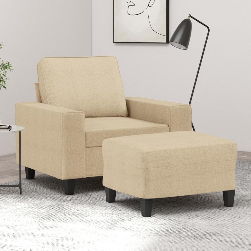 vidaXL Sessel mit Hocker Creme 60 cm Stoff 3201145 Bild 1