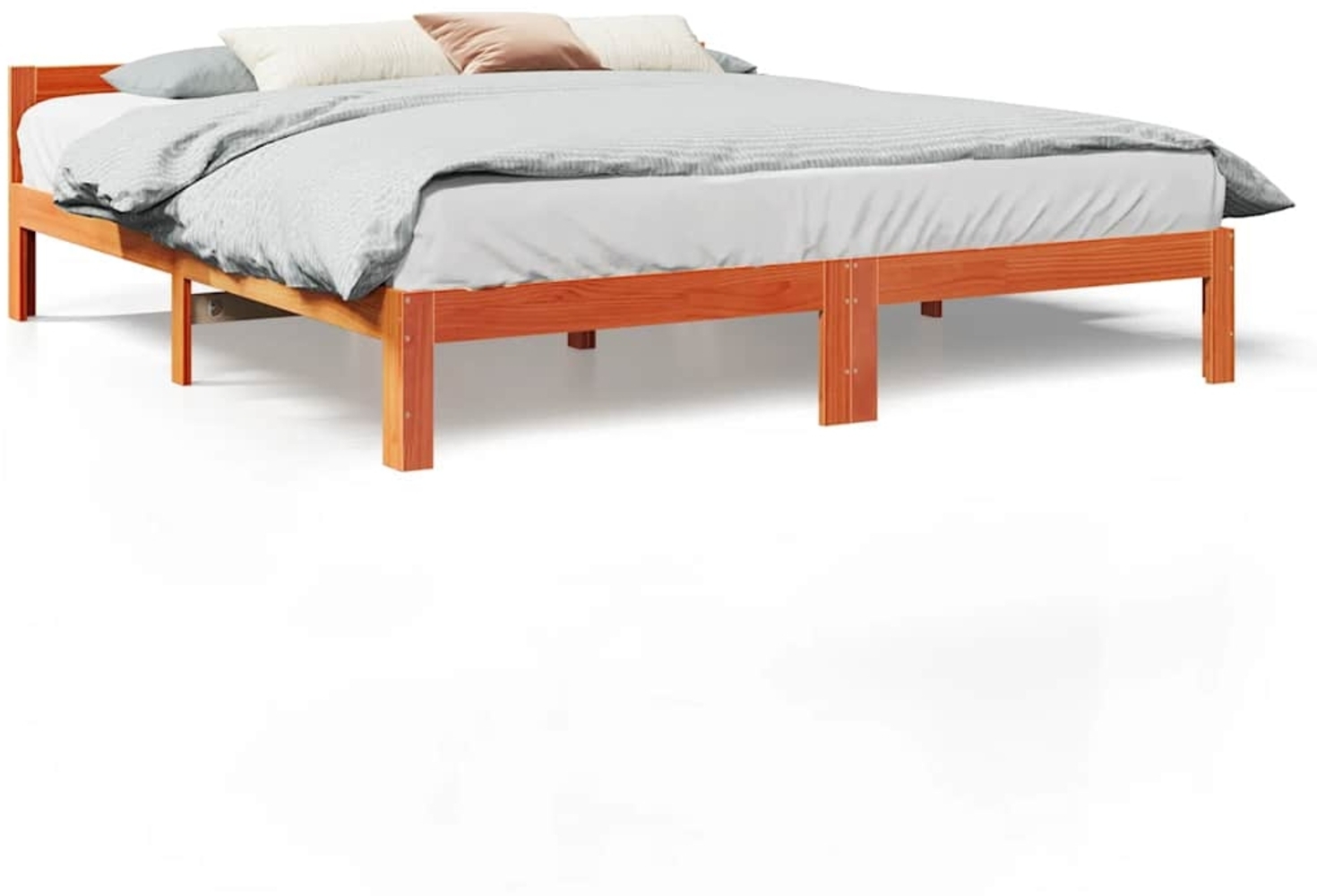 vidaXL Massivholzbett ohne Matratze Wachsbraun 160x200 Kiefernholz 859231 Bild 1