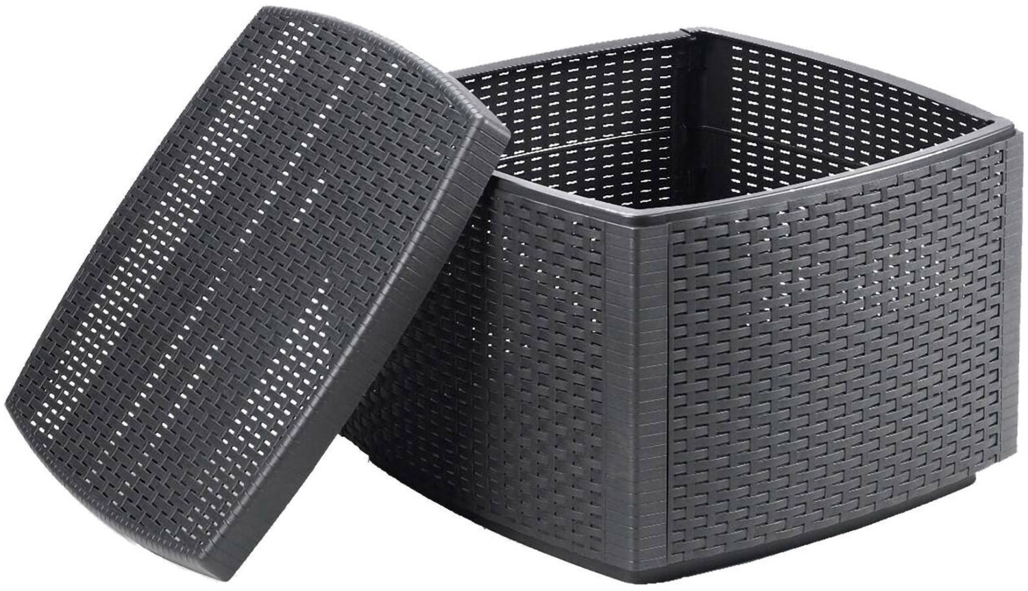 Dmora CouchAußentisch Akane, Mehrzweck-Aufbewahrungstisch, niedriges Regal mit Rattan-Effekt, 100 % Made in Italy, 53 x 53 x 40 cm, Anthrazit Bild 1