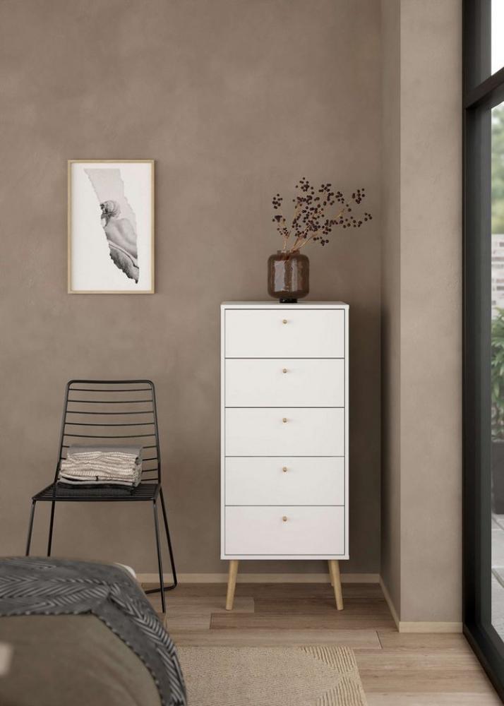 andas Highboard Bodo, Hochkommode, Aufbewahrung, Stauraum, mit 5 Schubladen, Beine und Griffe aus Echtholz, Breite 50 cm Bild 1