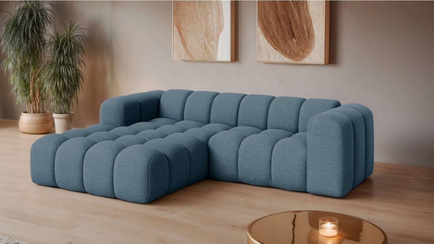 OTTO home Ecksofa KALLIE Design-Sofa mit Wellenunterfederung, Bubble-Optik, 248/186/72cm, moderne Steppung, hoher Sitzkomfort und modernes Design Bild 1