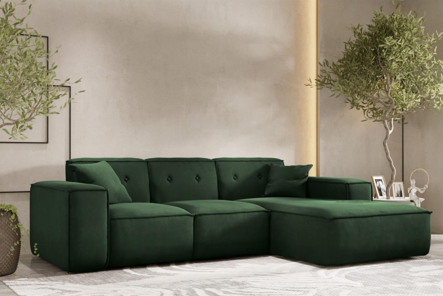 Ecksofa Designersofa CESINA Stoff Opera Velvet Dunkelgrün Ottomane Rechts Bild 1