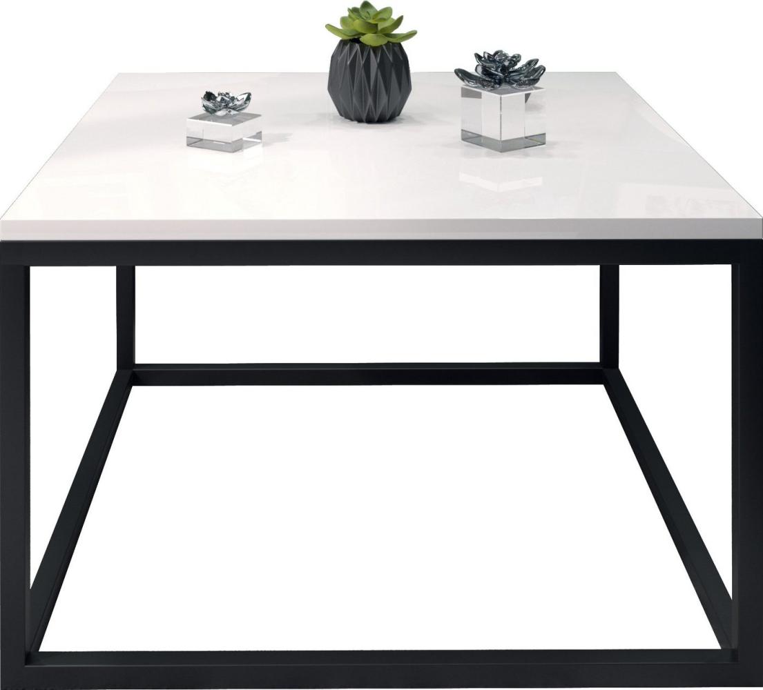 Domando Couchtisch Monterosso Industrial für Wohnzimmer Breite 60cm, Hochglanz, pulverbeschichtetes Metallgestell in Schwarz und Weiß Hochglanz Bild 1