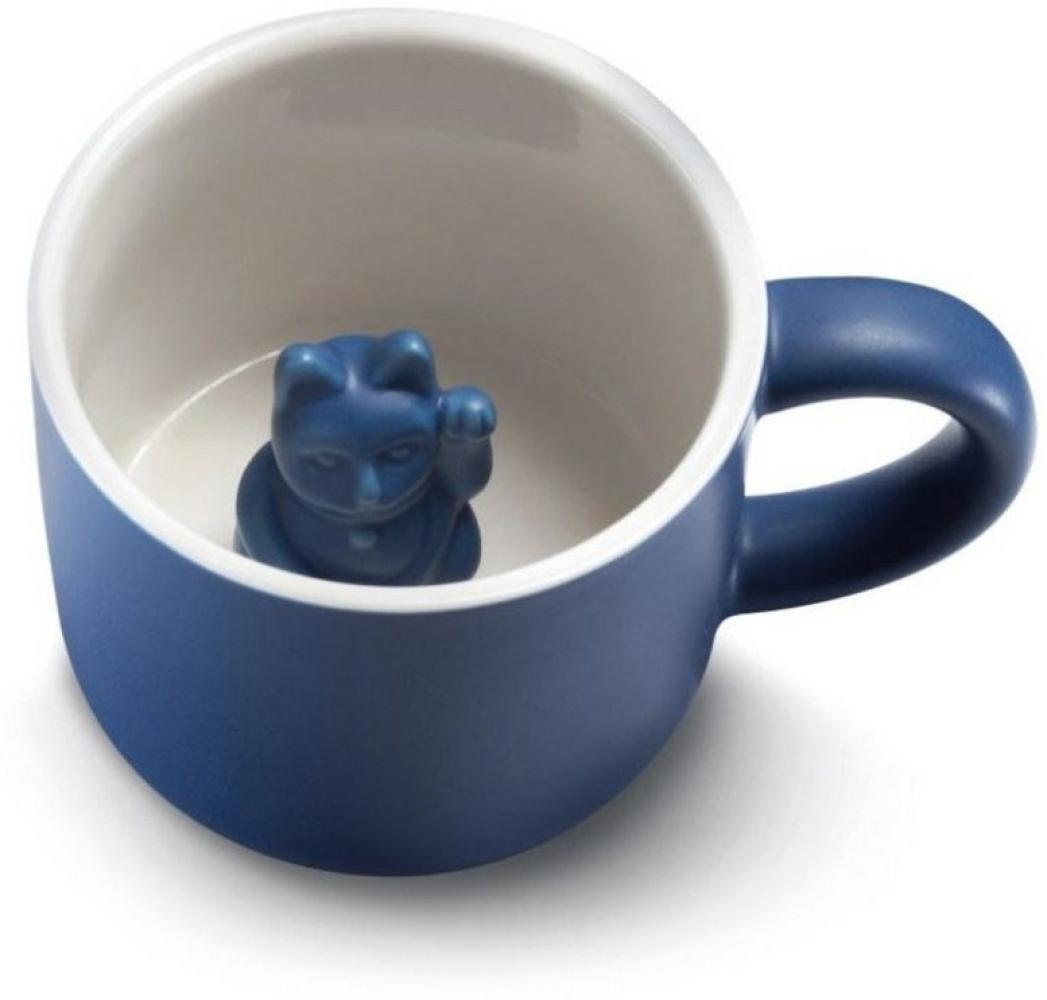 Donkey Products Tier Tasse Maneki Neko, Lucky Mug, Tasse mit Katze, Porzellan, Blau, 150 ml, 210344 Bild 1