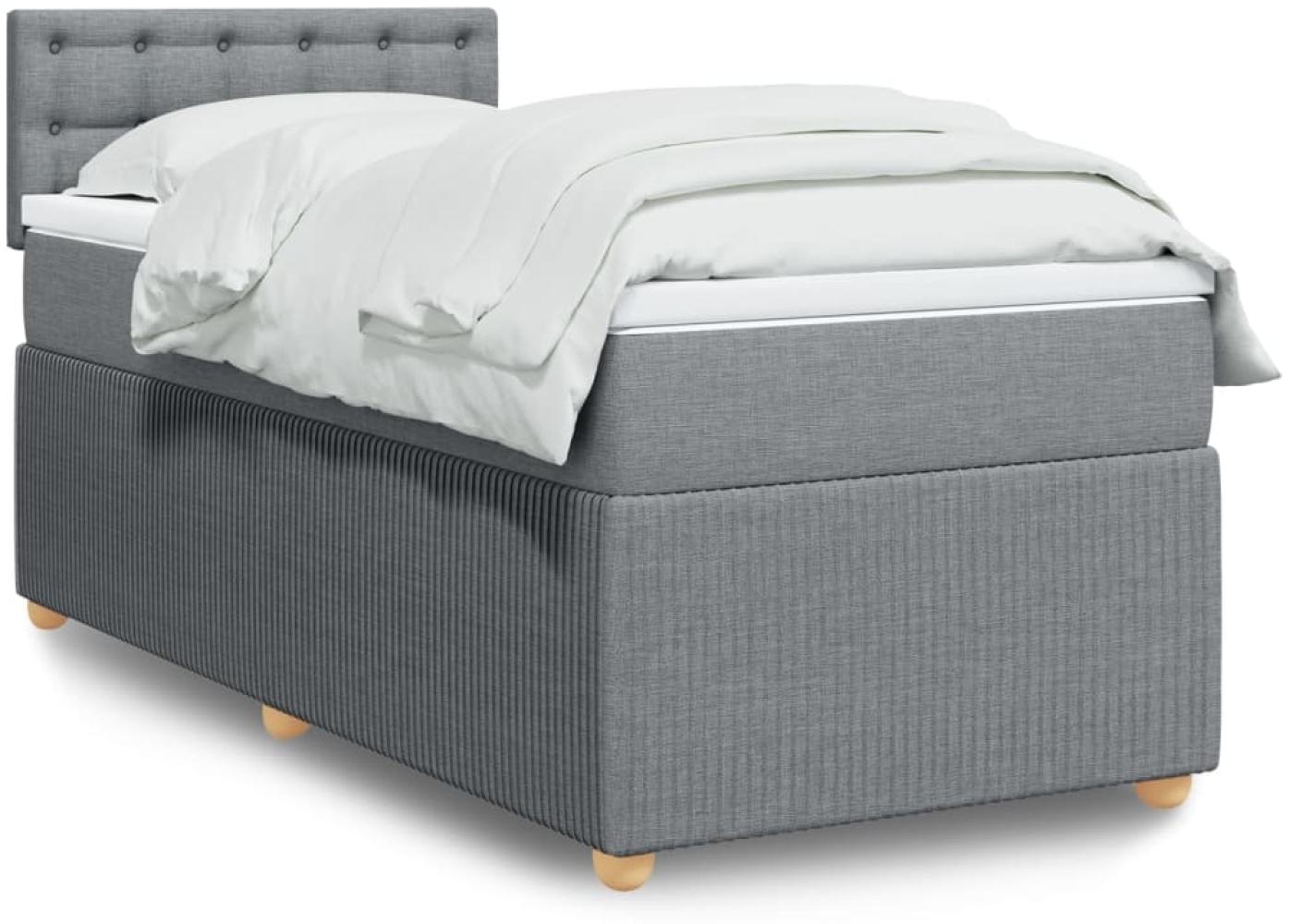 vidaXL Boxspringbett mit Matratze Hellgrau 90x190 cm Stoff 3289625 Bild 1