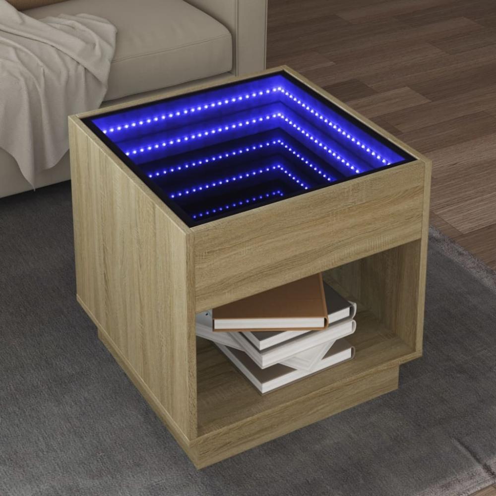 vidaXL Couchtisch mit Infinity-LED Sonoma-Eiche 50x50x50 cm 847653 Bild 1