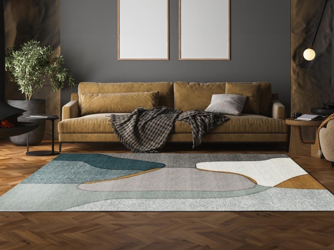 Vente-unique - Designerteppich mit abstrakten Motiven - 160 x 230 cm - Mehrfarbig - SUROVIA Bild 1