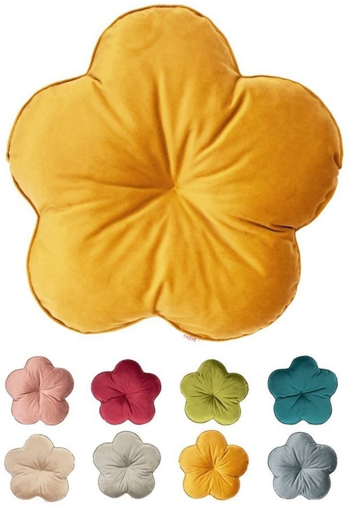 Blumen-Kissen curry-senf beties "Samt&Sonders Bild 1