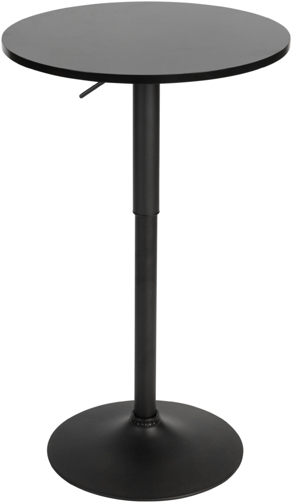 DELUKE® 2in1 Stehtisch Höhenverstellbar Ø 60cm CHERI - 106cm Hoch, Metall Gestell | Bistrotisch Gastro Bartisch Rund Wetterfest Outdoor Indoor Camping Bistrotisch Balkonmöbel, Schwarz-Schwarz Bild 1
