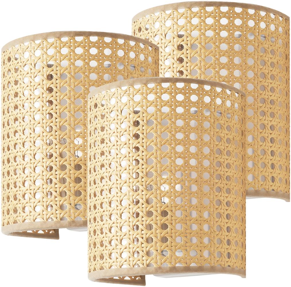 lux. pro 'Ascot' Wandleuchte, 3er Set Rattanoptik, 20 x 16 x 12 cm Bild 1