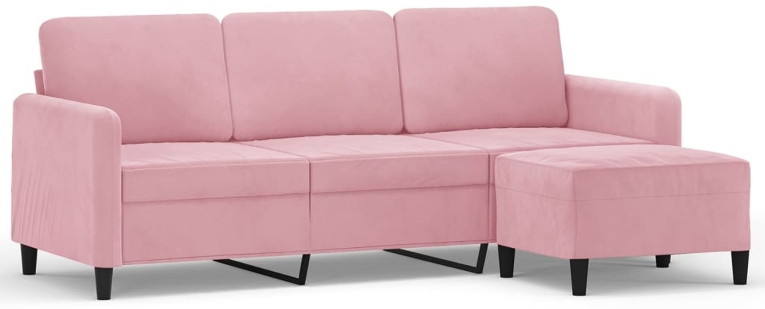 vidaXL 3-Sitzer-Sofa mit Hocker Rosa 180 cm Samt 3201177 Bild 1
