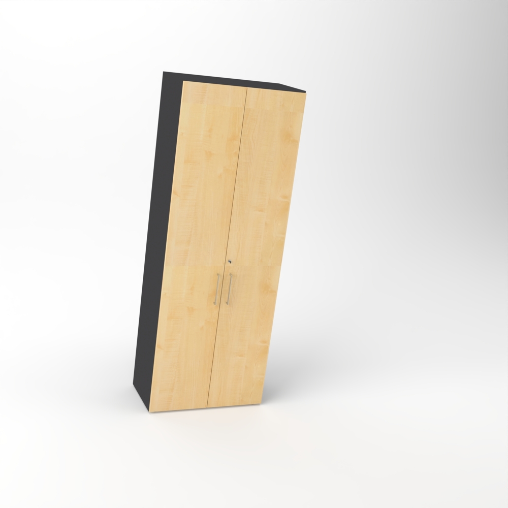 Rheinland Möbel Flügeltürenschrank Cabino 80×42×216 cm – abschließbarer Aktenschrank 6OH in Graphit/Ahorn mit 110° Drehtüren & Metallgriff Bild 1