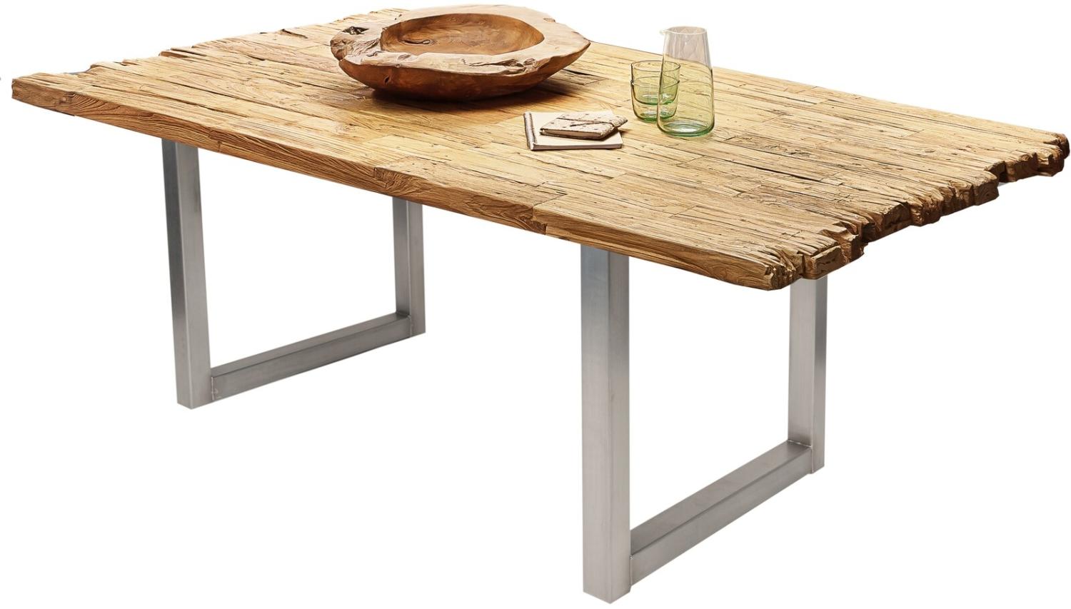 TABLES&CO Tisch 240x100 Teak Natur Metall Silber Bild 1