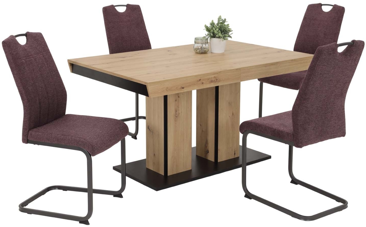 5 tlg. Essgruppe Kamilla - Tisch Artisan, 4 Stühle Wildberry Bild 1