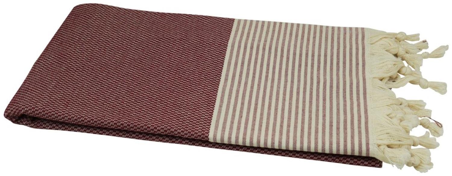 Hamamtuch Dalaman 100x175 cm bordeaux naturbeige Bild 1