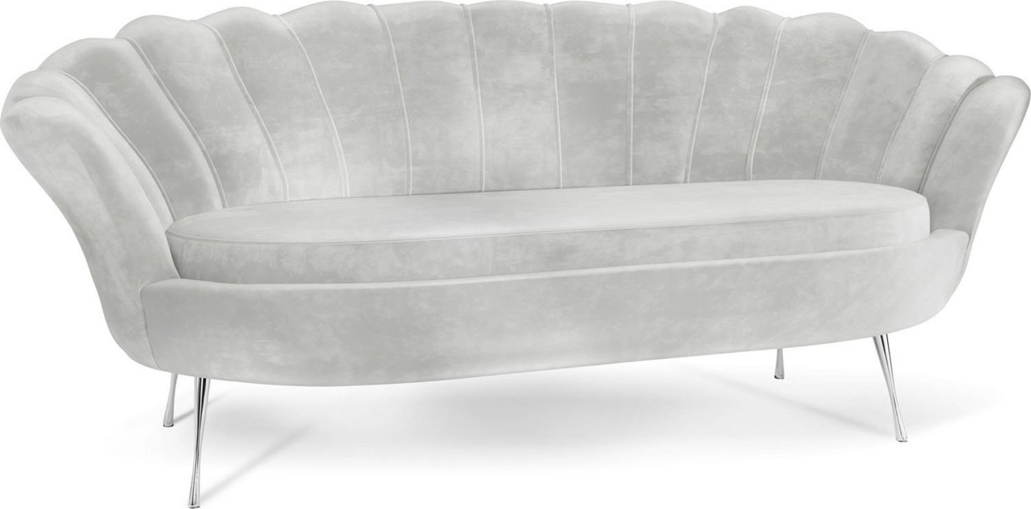 WFL GROUP Sofa Muschel, Samt 3-Sitzer Couch mit Golden oder Silber Metallbeinen Bild 1