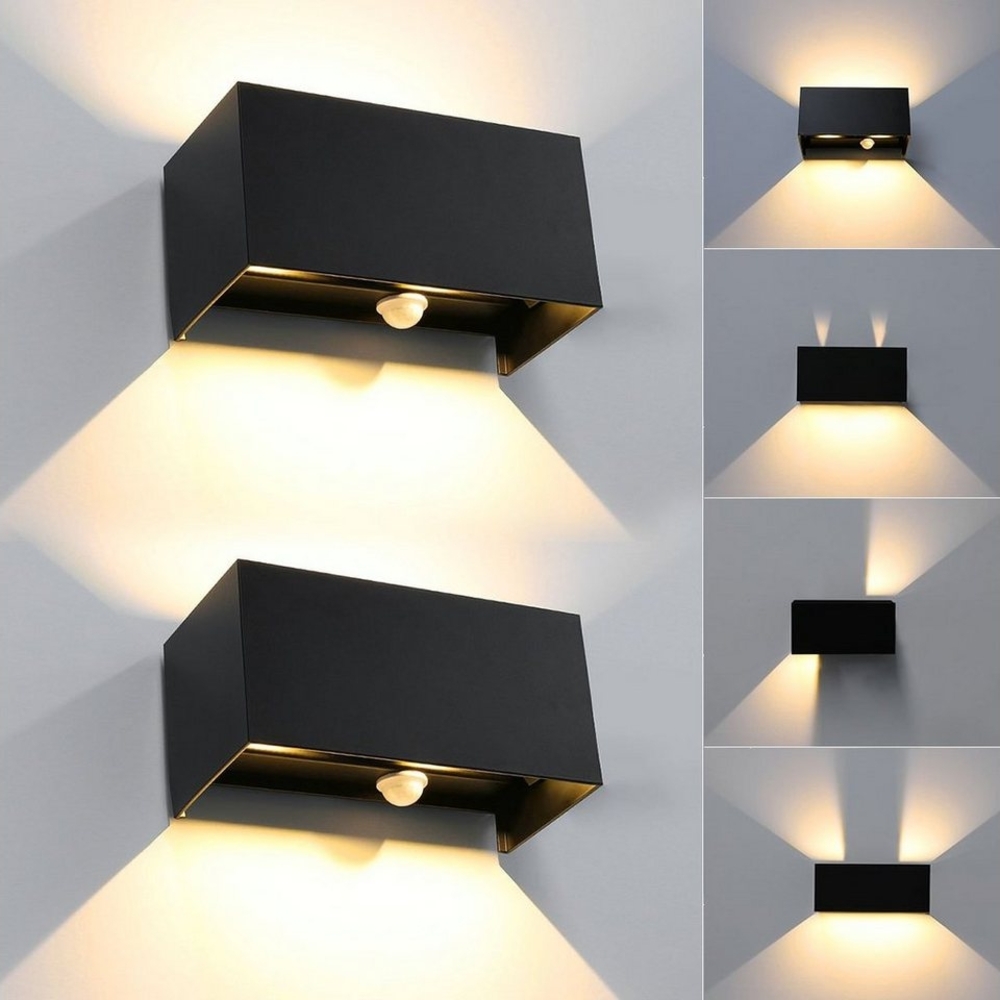 oyajia Wandleuchte Modern Quader LED Wandlampe 12W,Außen/Innen Aluminium-Wandleuchte 20cm, LED fest integriert, Warmweiß, Verstellbarer Strahl, IP65 Wasserdicht für Wohnzimmer, Hallen, Hotel Bild 1