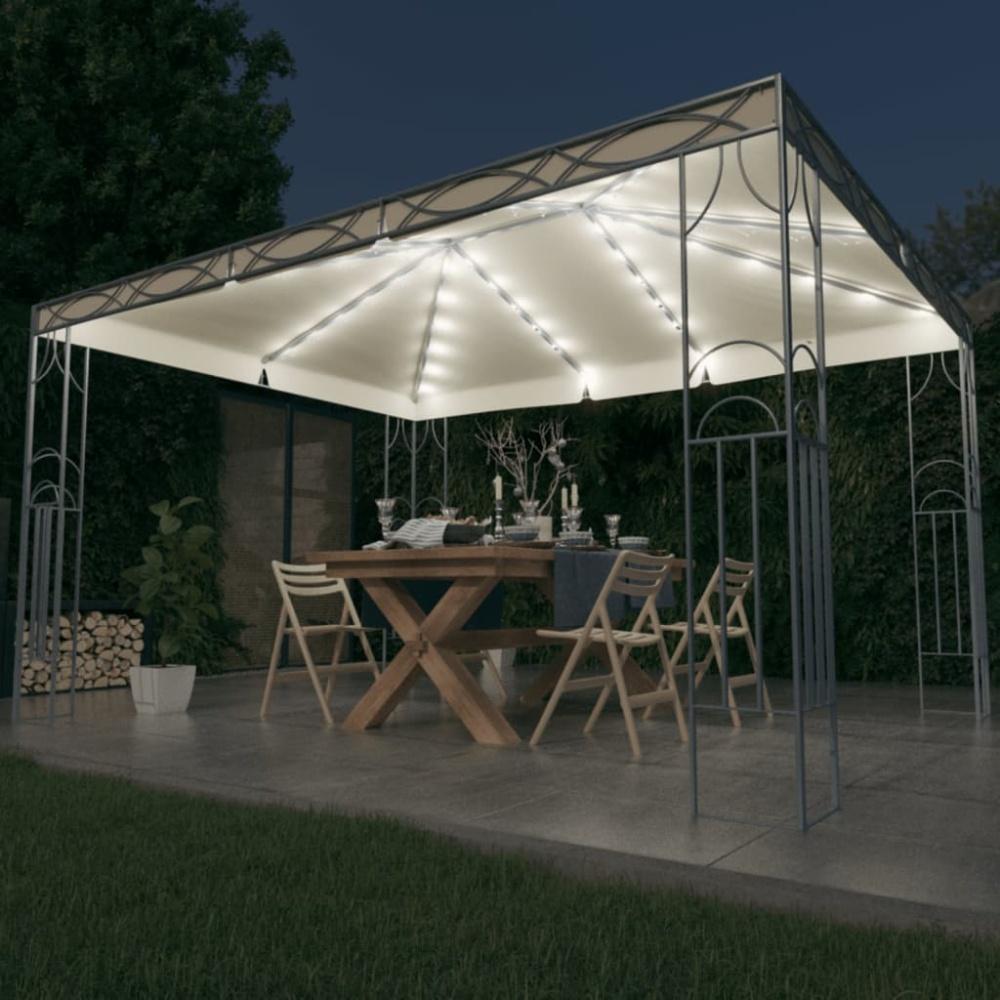 vidaXL Pavillon mit LED-Lichterkette 400x300 cm Cremeweiß 3070340 Bild 1