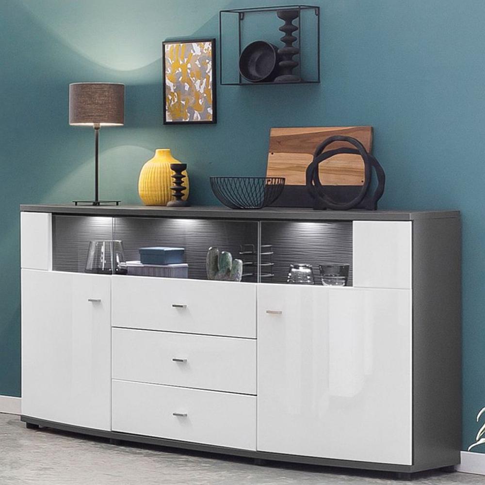 Sideboard Trendy - Weiß Hochglanz / Anthrazit Bild 1