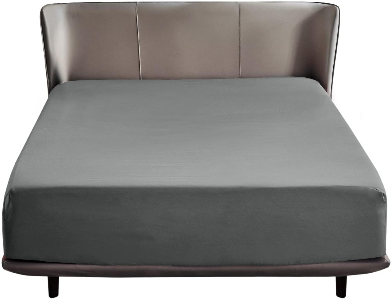 Bedsure Spannbettlaken 180x200cm Boxspringbett Topper - Polyester Mikrofasermaterial Bettlaken 180x200 cm für Matratzenhöhe bis 30 cm, weiches Spannbetttuch Leintuch, Grau Bild 1